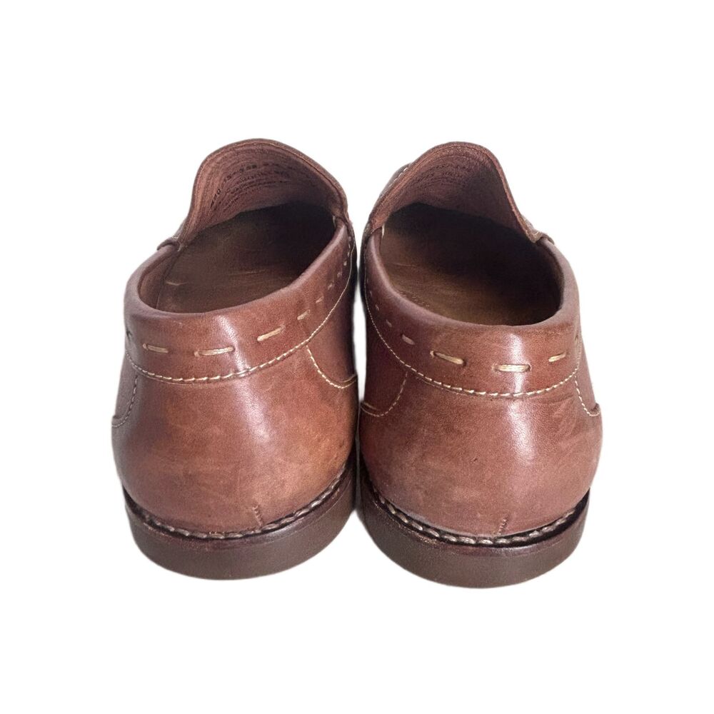 Tommy Bahama Mens Shoes  9 Brown Leather Loafers Brooks Bay Woven Vamp - Picture 7 of 11